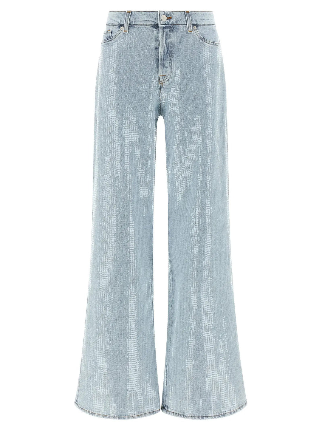 7 For All Mankind Blue Cotton Flared Jeans