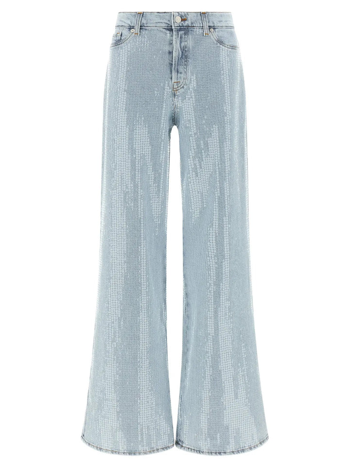 7 For All Mankind Blue Cotton Flared Jeans