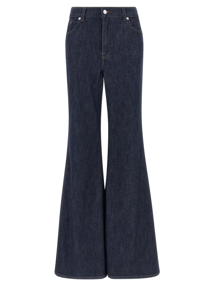 7 For All Mankind Blue Cotton Flared Jeans