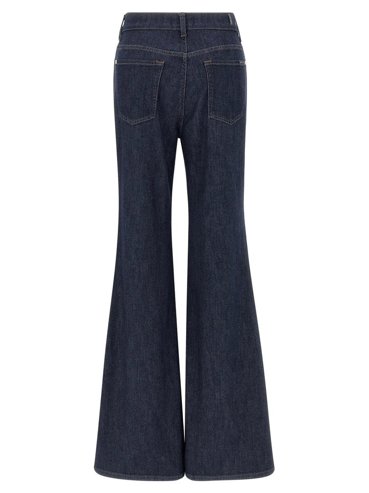 7 For All Mankind Blue Cotton Flared Jeans