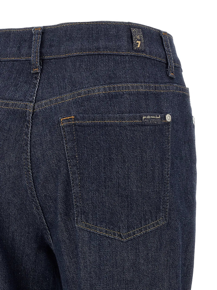 7 For All Mankind Blue Cotton Flared Jeans
