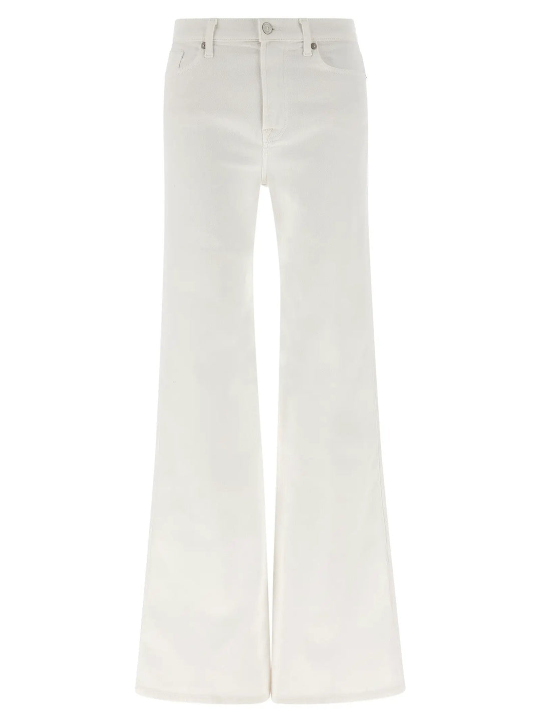 7 For All Mankind White Cotton Flared Jeans
