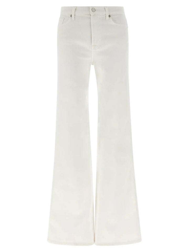 7 For All Mankind White Cotton Flared Jeans