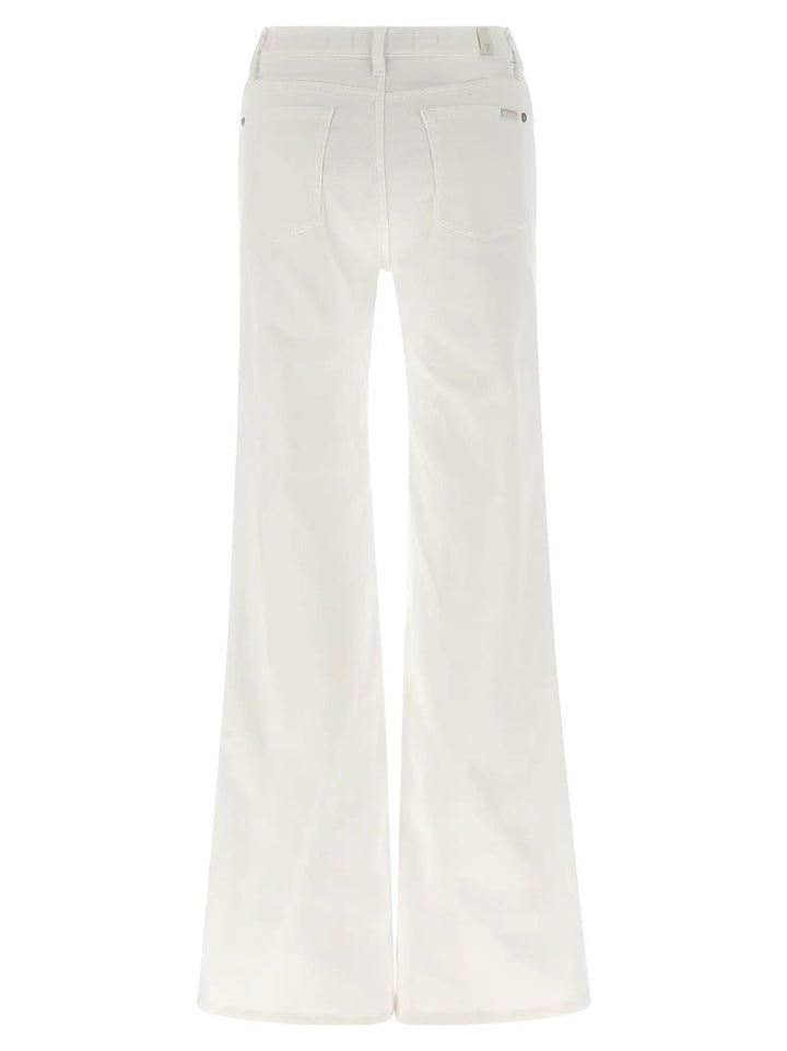 7 For All Mankind White Cotton Flared Jeans