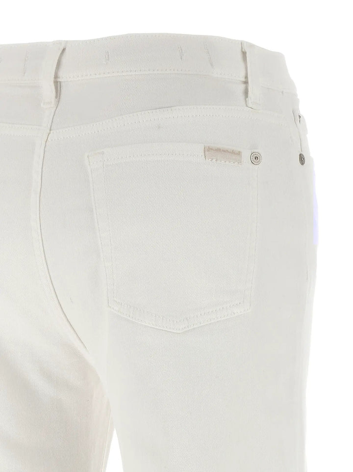 7 For All Mankind White Cotton Flared Jeans