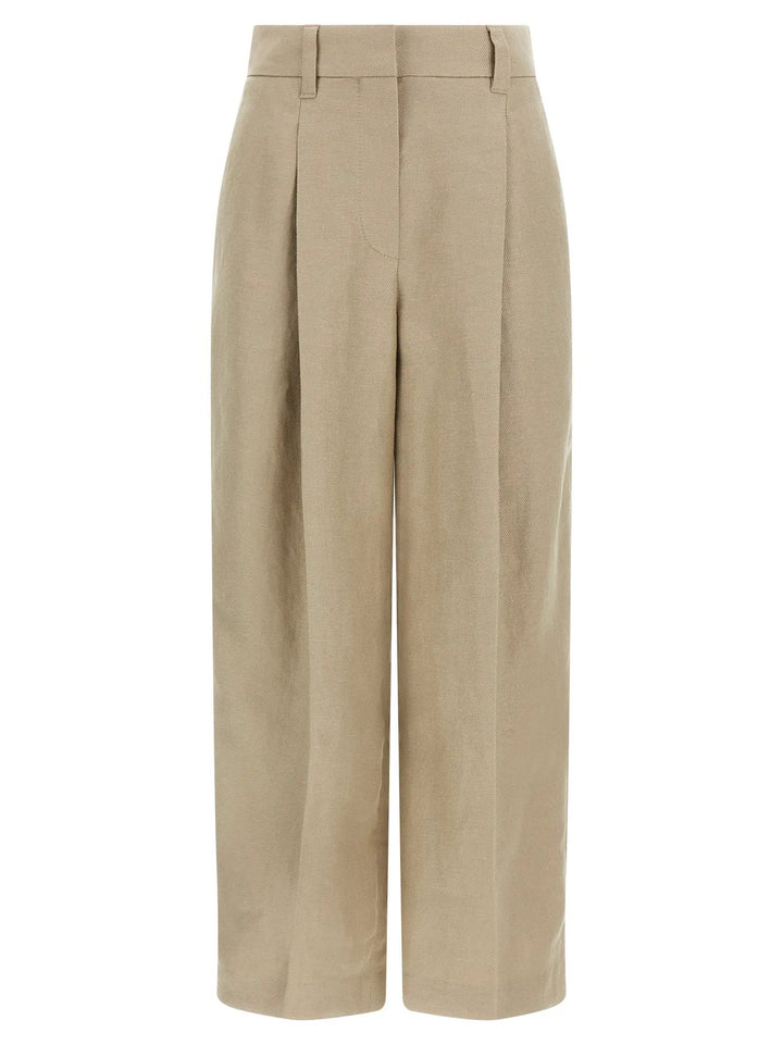 Brunello Cucinelli Beige Linen Casual Pants