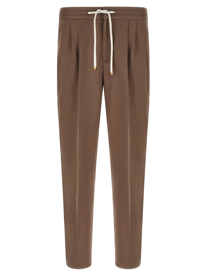 Brunello Cucinelli Brown Linen Casual Pants
