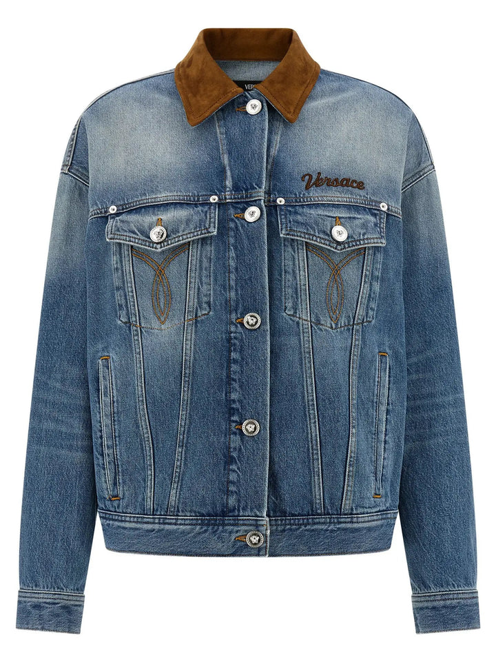 Versace Blue Cotton Denim Jacket