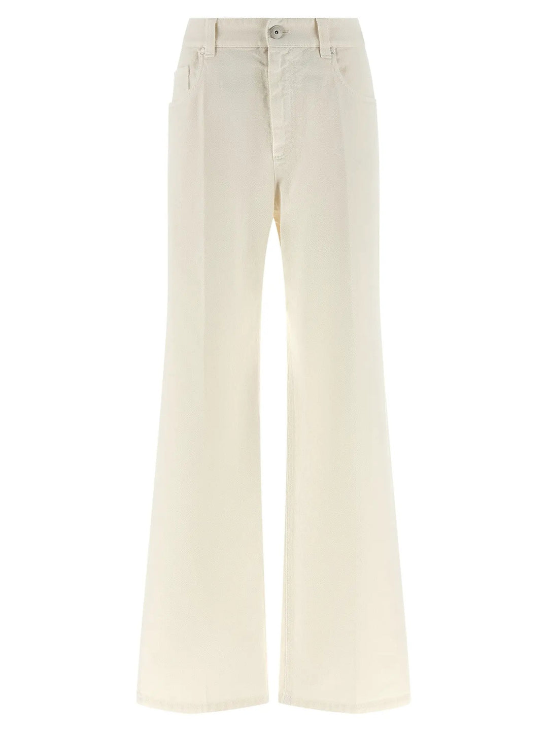 Brunello Cucinelli White Cotton Relaxed Fit Jeans