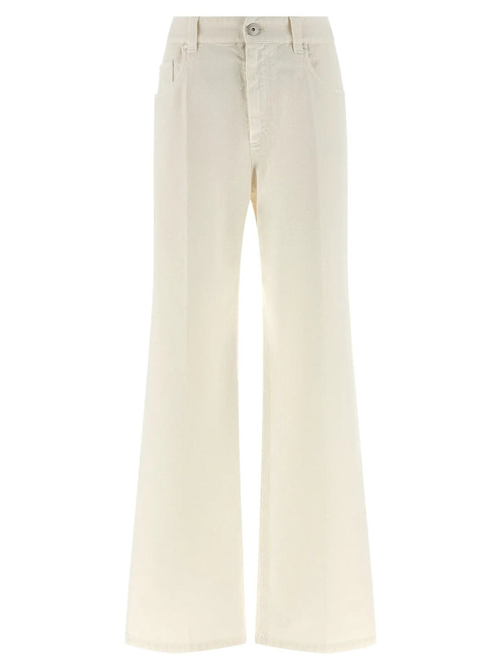 Brunello Cucinelli White Cotton Relaxed Fit Jeans