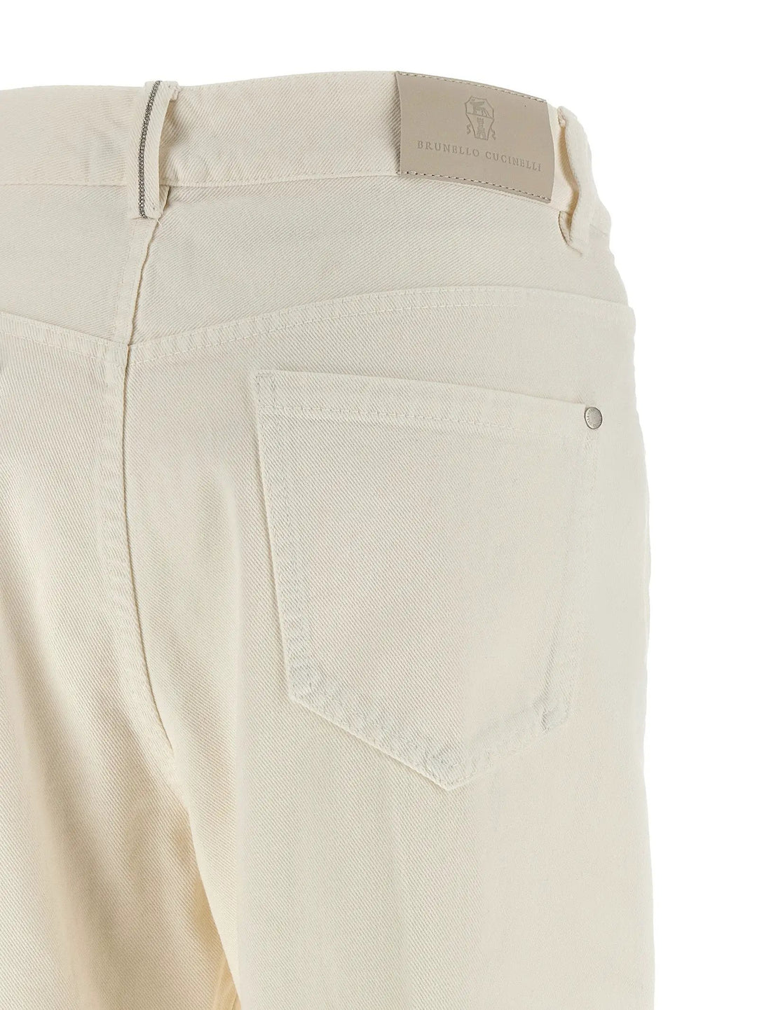 Brunello Cucinelli White Cotton Relaxed Fit Jeans