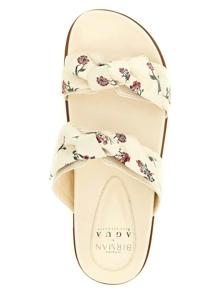 Alexandre Birman White Cowhide Slides