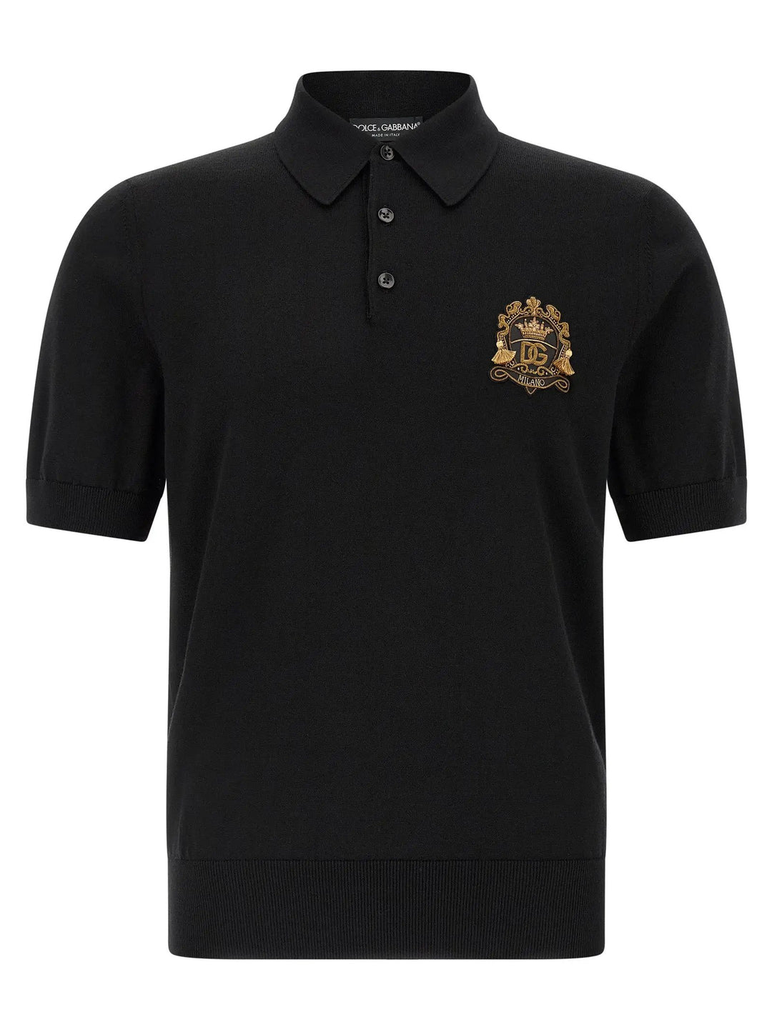 Dolce &amp; Gabbana Black Virgin Wool Polo Shirt