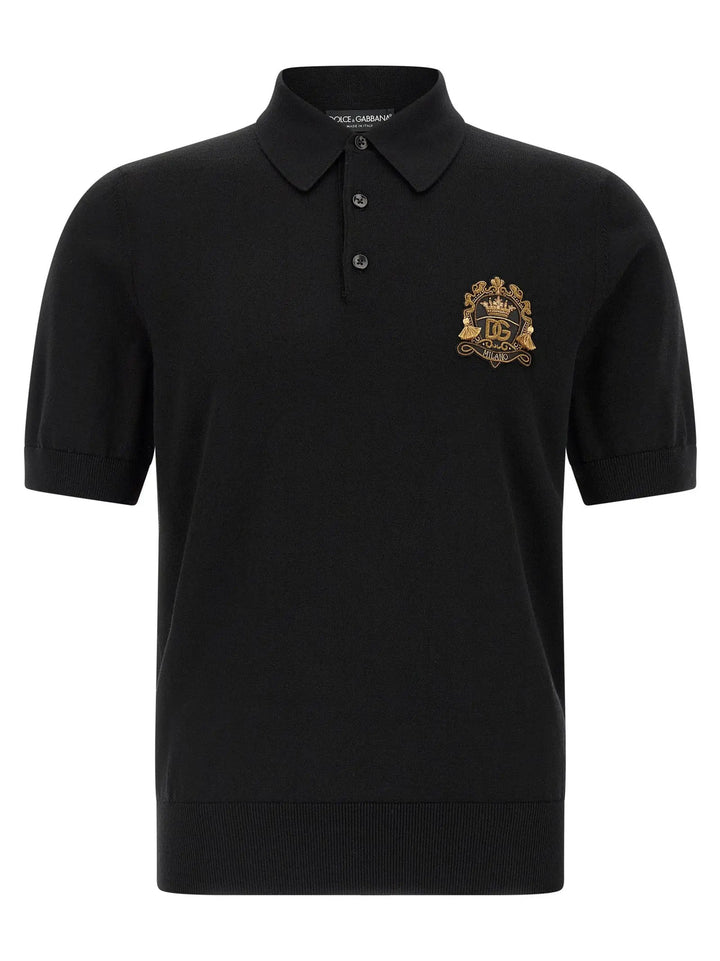 Dolce &amp; Gabbana Black Virgin Wool Polo Shirt