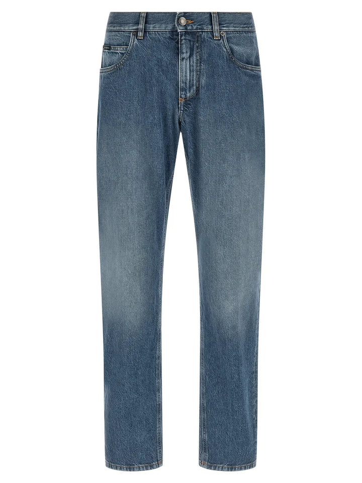 Dolce &amp; Gabbana Blue Cotton Straight-Leg Jeans