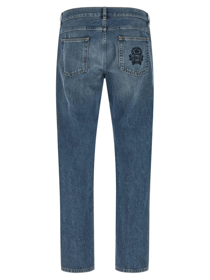Dolce &amp; Gabbana Blue Cotton Straight-Leg Jeans