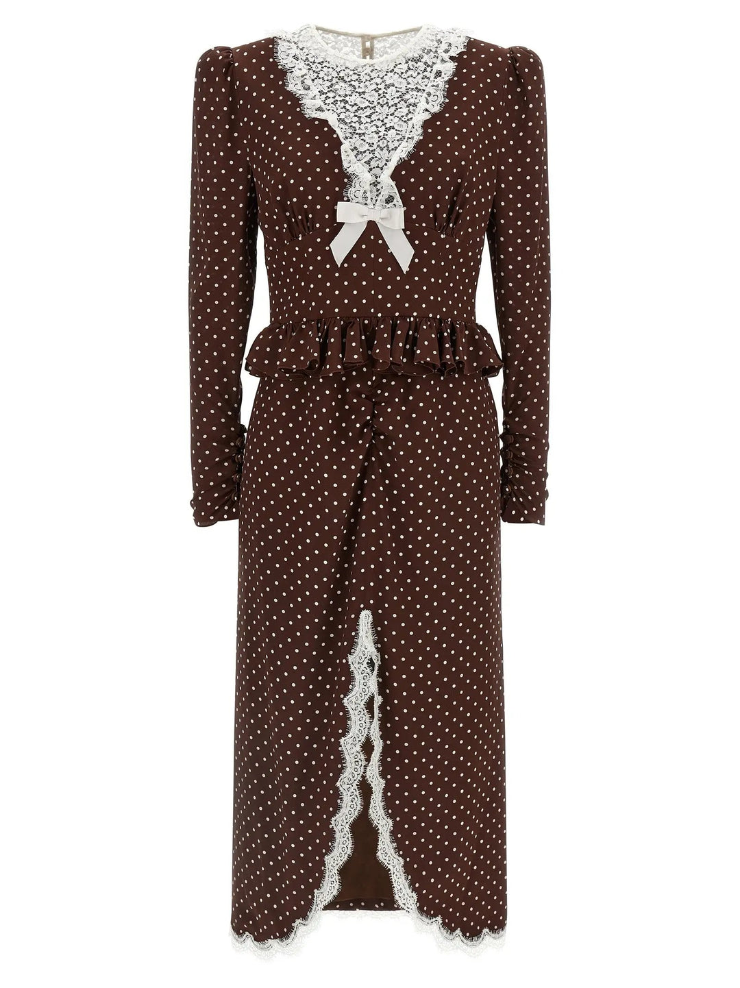 Alessandra Rich Brown Silk Midi Dress
