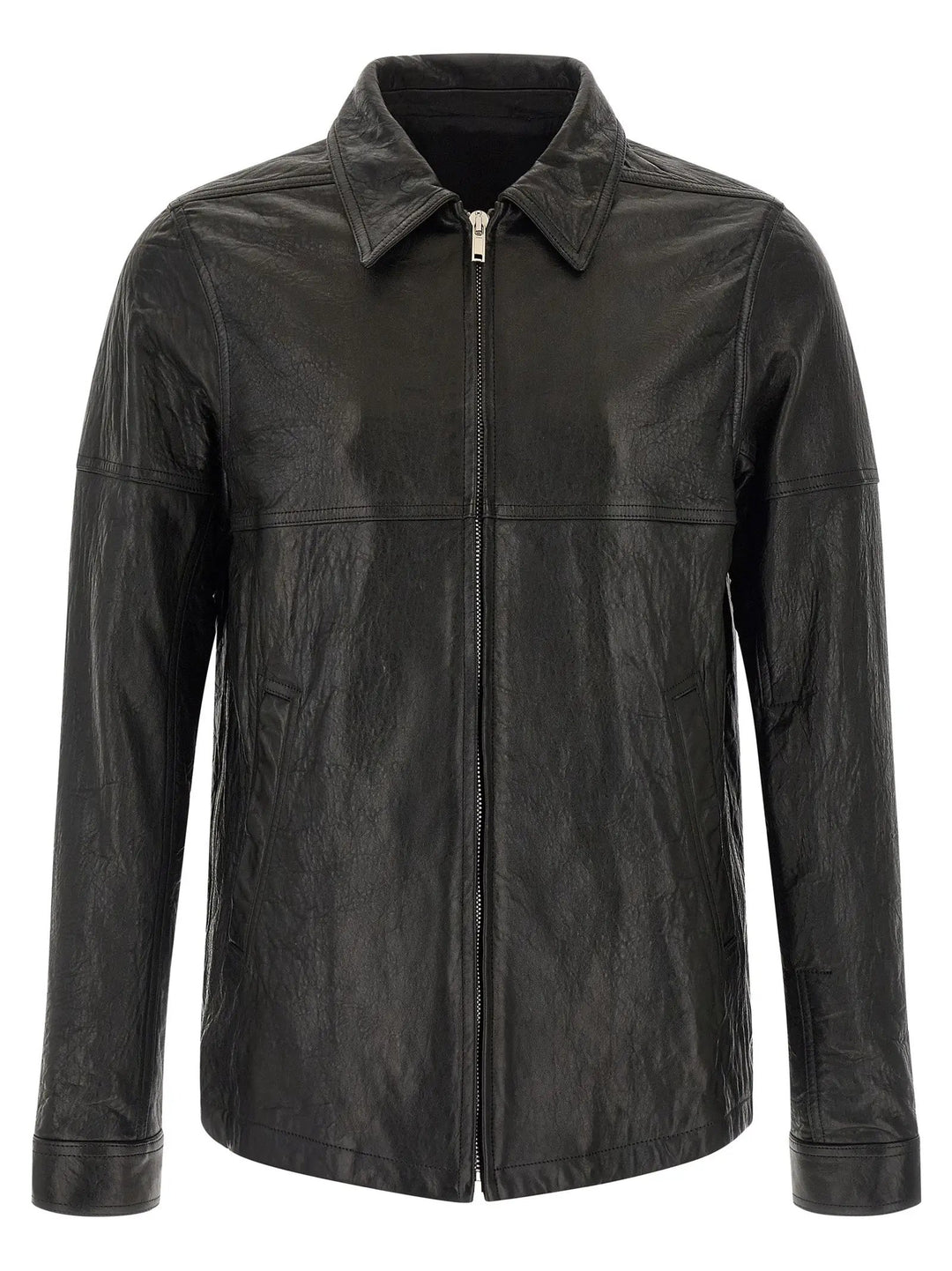 Rick Owens Black Lamb Leather Leather Jacket