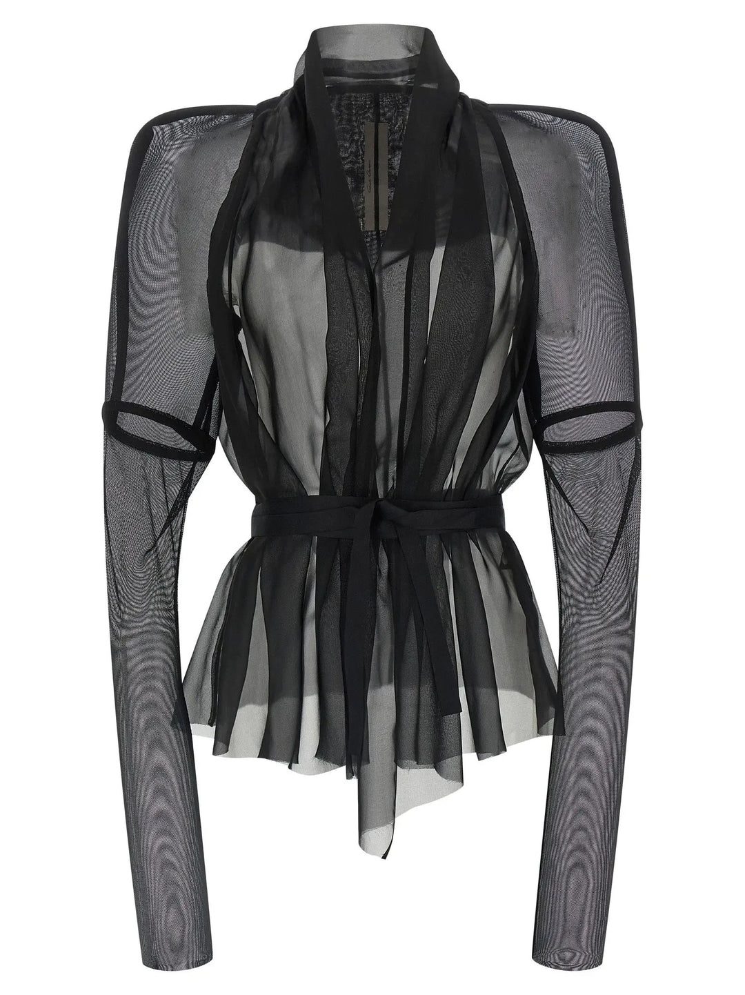 Rick Owens Black Silk Full-Length Jacket