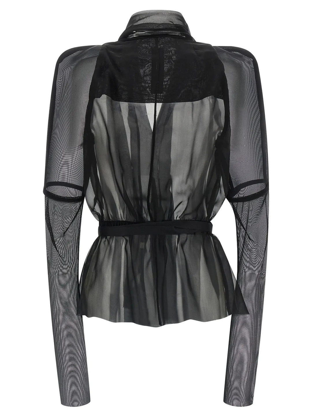 Rick Owens Black Silk Full-Length Jacket