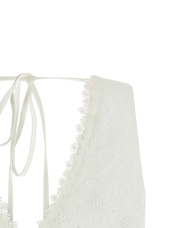 PINKO White Cotton Sleeveles T-Shirt