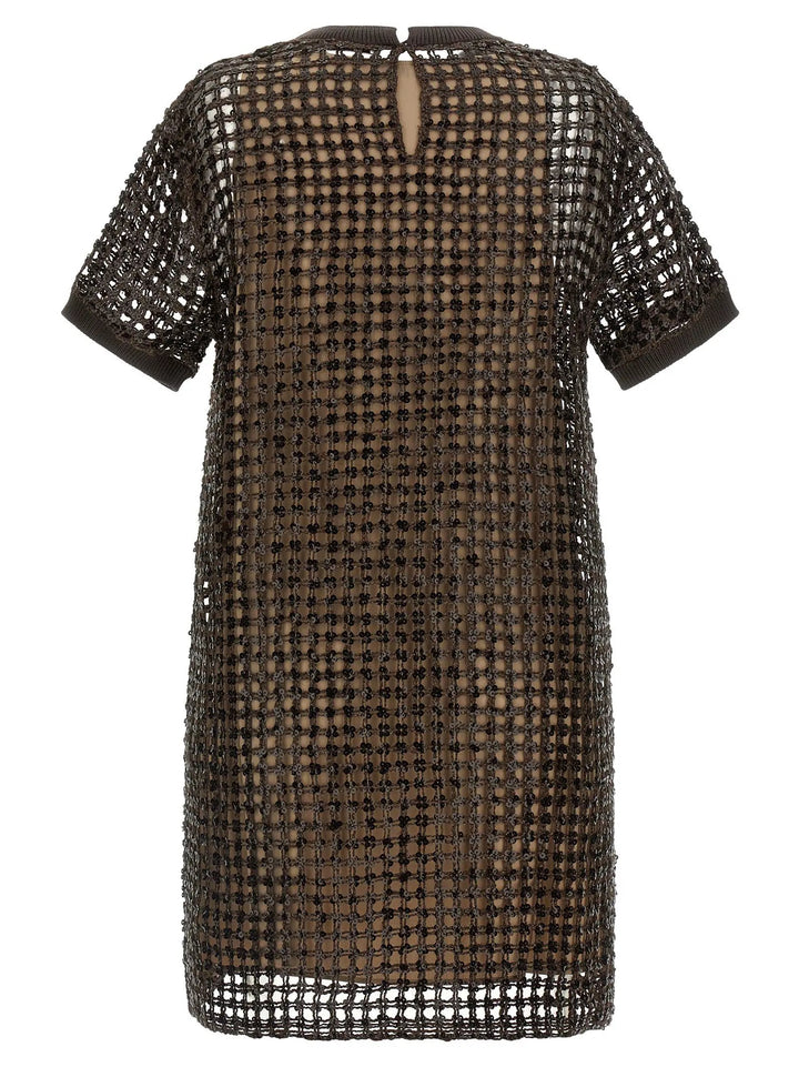 Brunello Cucinelli Brown Silk Short Dress