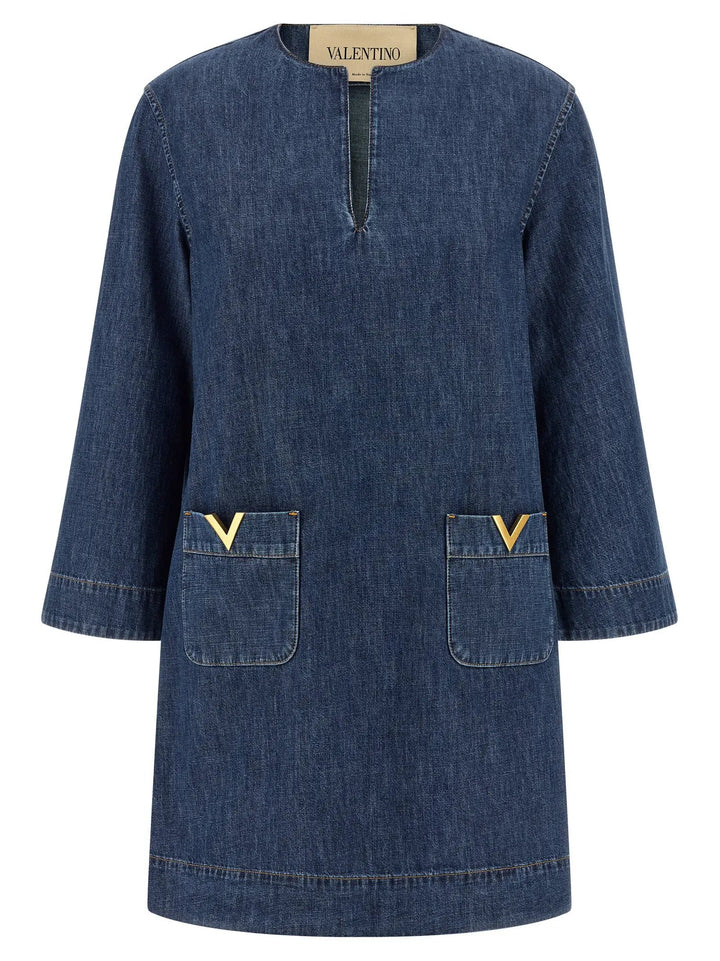 Valentino Garavani Blue Cotton Short Dress