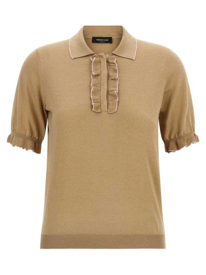 Fabiana Filippi Beige Silk Polo Shirt