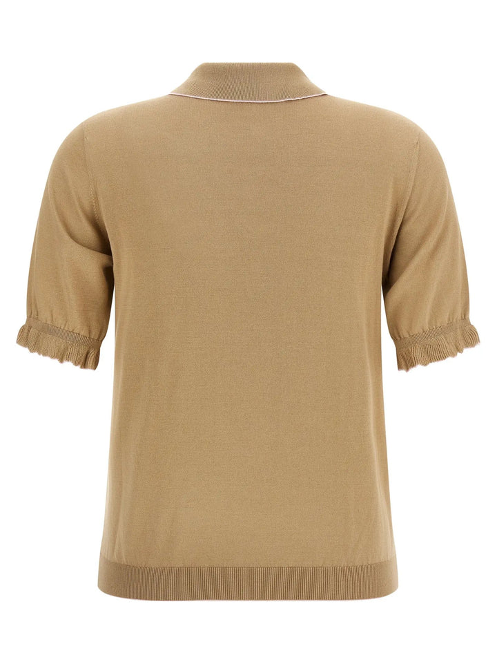 Fabiana Filippi Beige Silk Polo Shirt