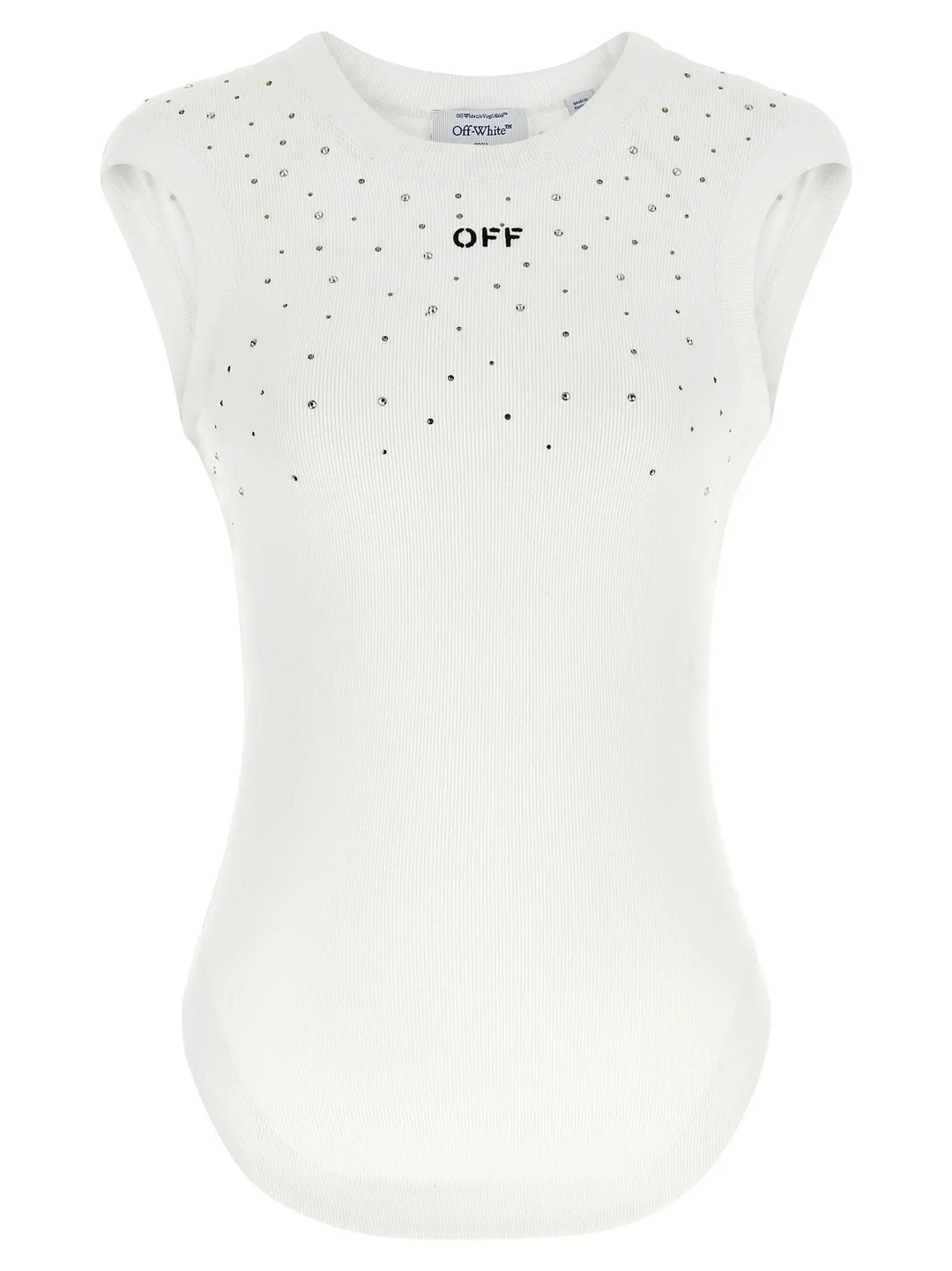 Off-White White Viscose Sleeveles T-Shirt