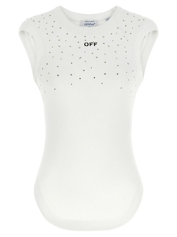 Off-White White Viscose Sleeveles T-Shirt