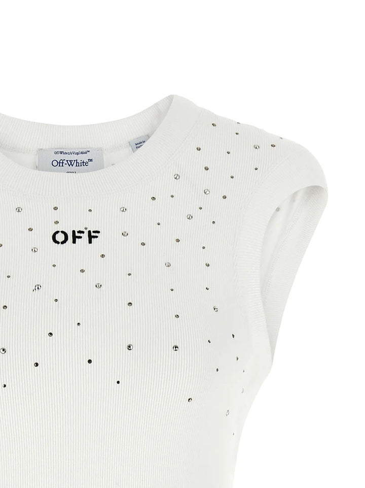Off-White White Viscose Sleeveles T-Shirt