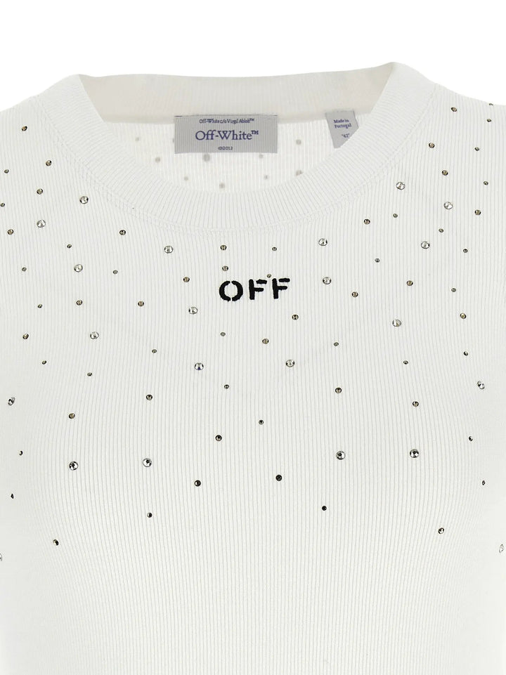 Off-White White Viscose Sleeveles T-Shirt