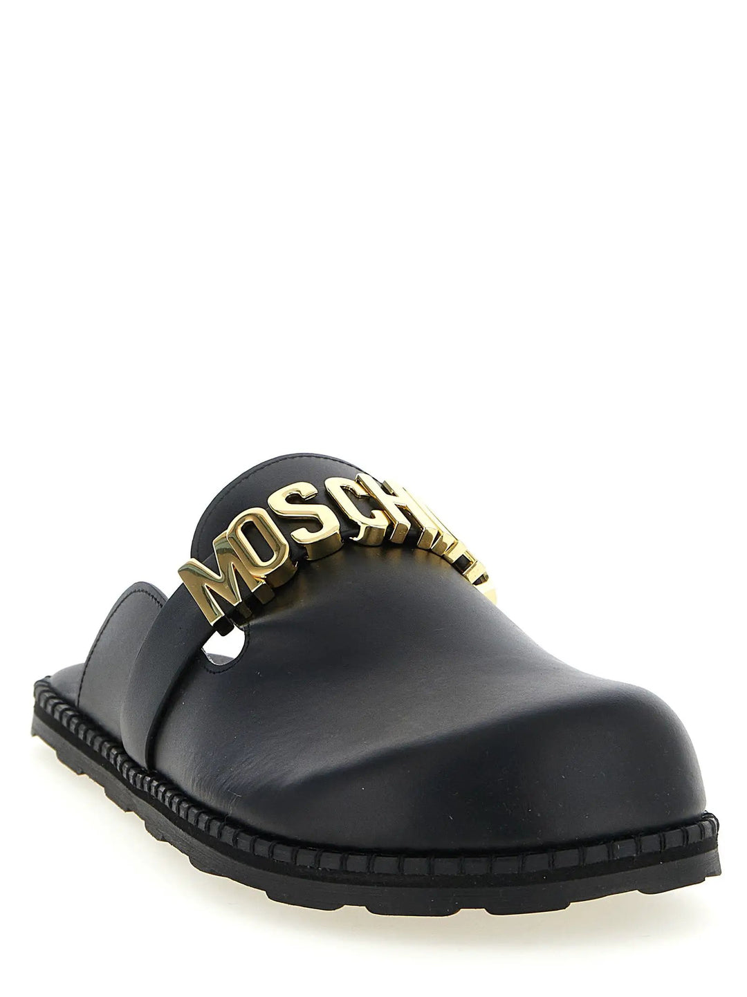 Moschino Black Calfskin Clogs