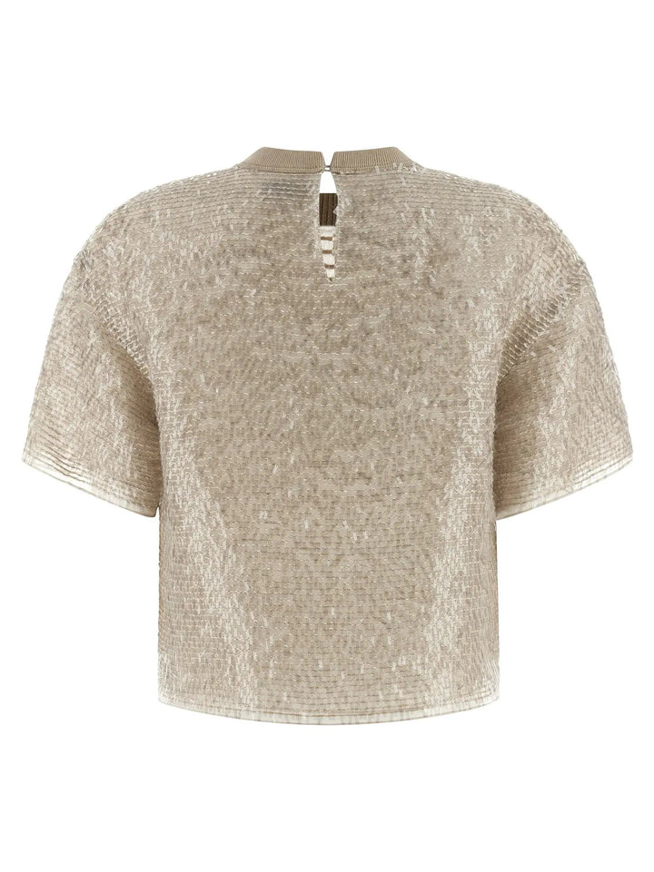 Brunello Cucinelli Sample Sale | Brunello Cucinelli Beige Silk T-Shirt - | Designer outlet