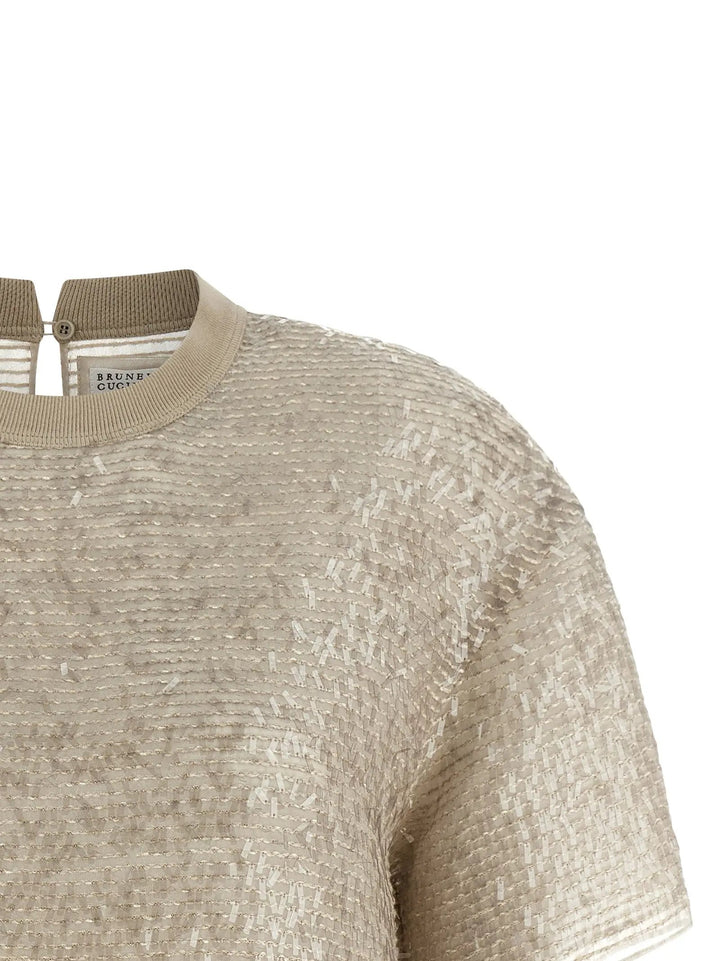 Brunello Cucinelli Sample Sale | Brunello Cucinelli Beige Silk T-Shirt - | Designer outlet