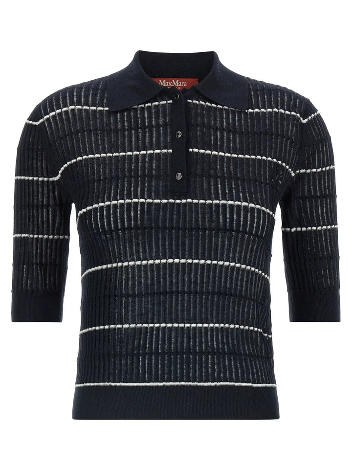 Max Mara Blue Silk Polo Shirt