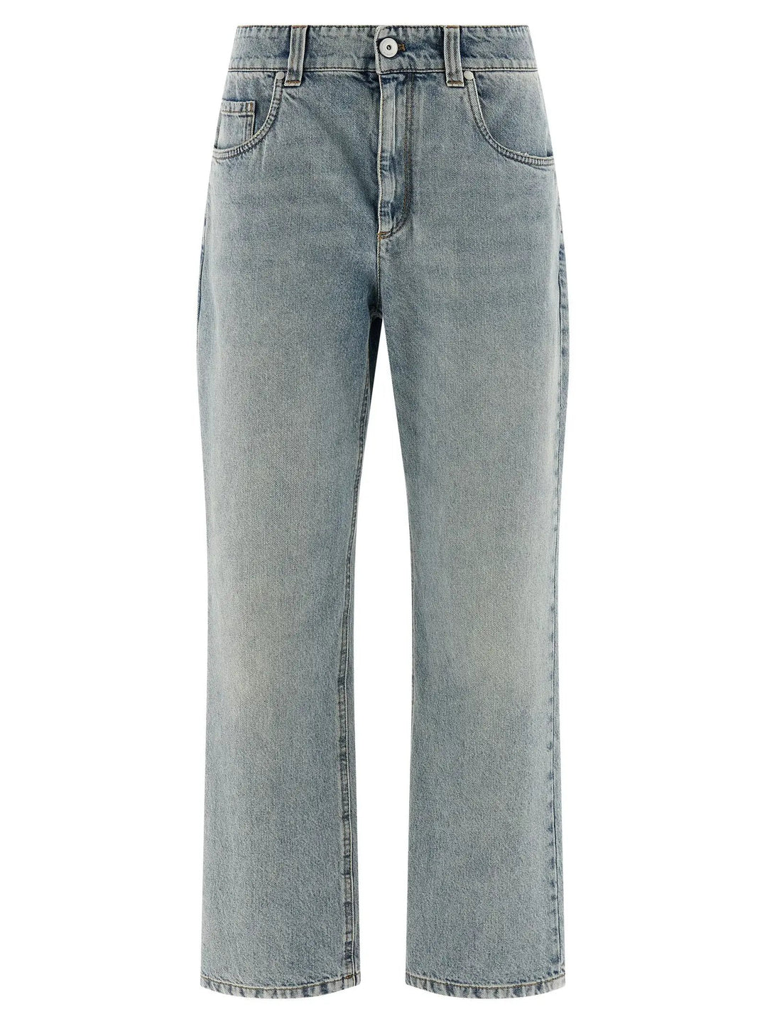 Brunello Cucinelli Blue Cotton Straight-Leg Jeans