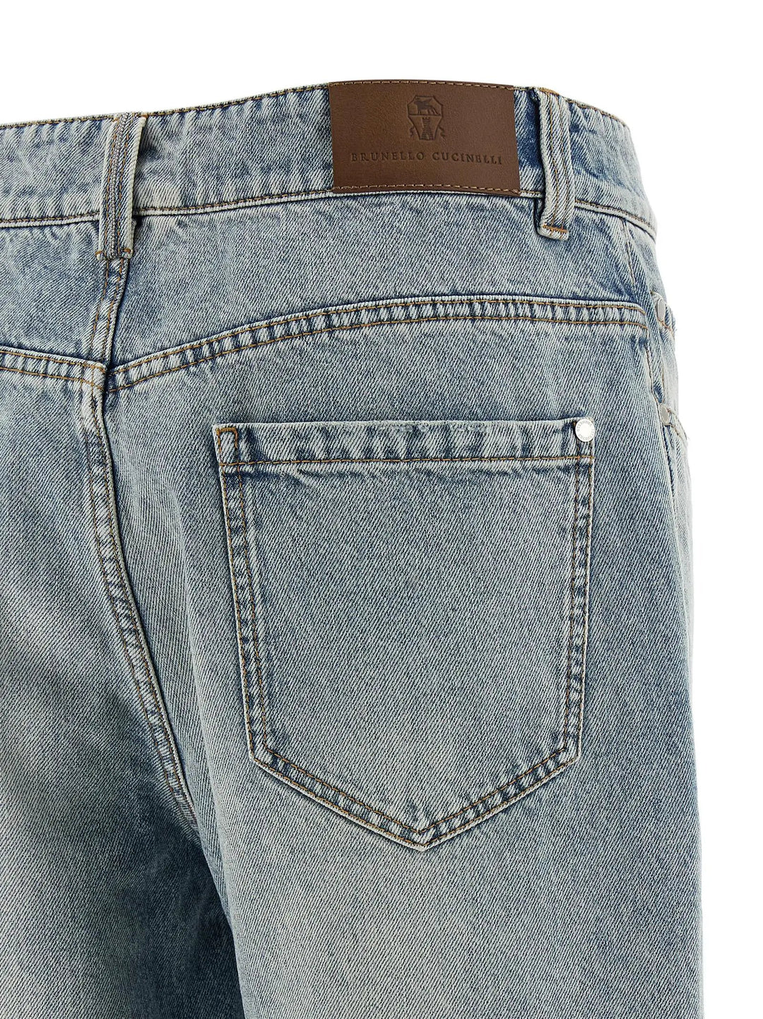 Brunello Cucinelli Blue Cotton Straight-Leg Jeans