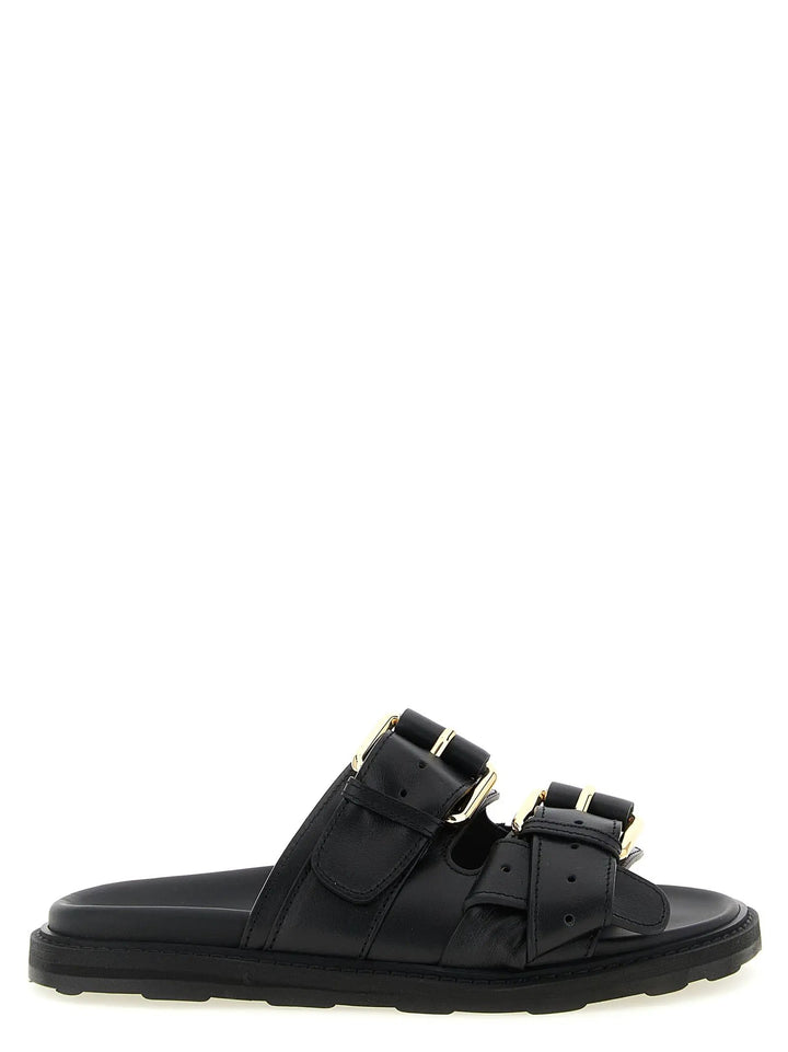 Moschino Black Calfskin Slides