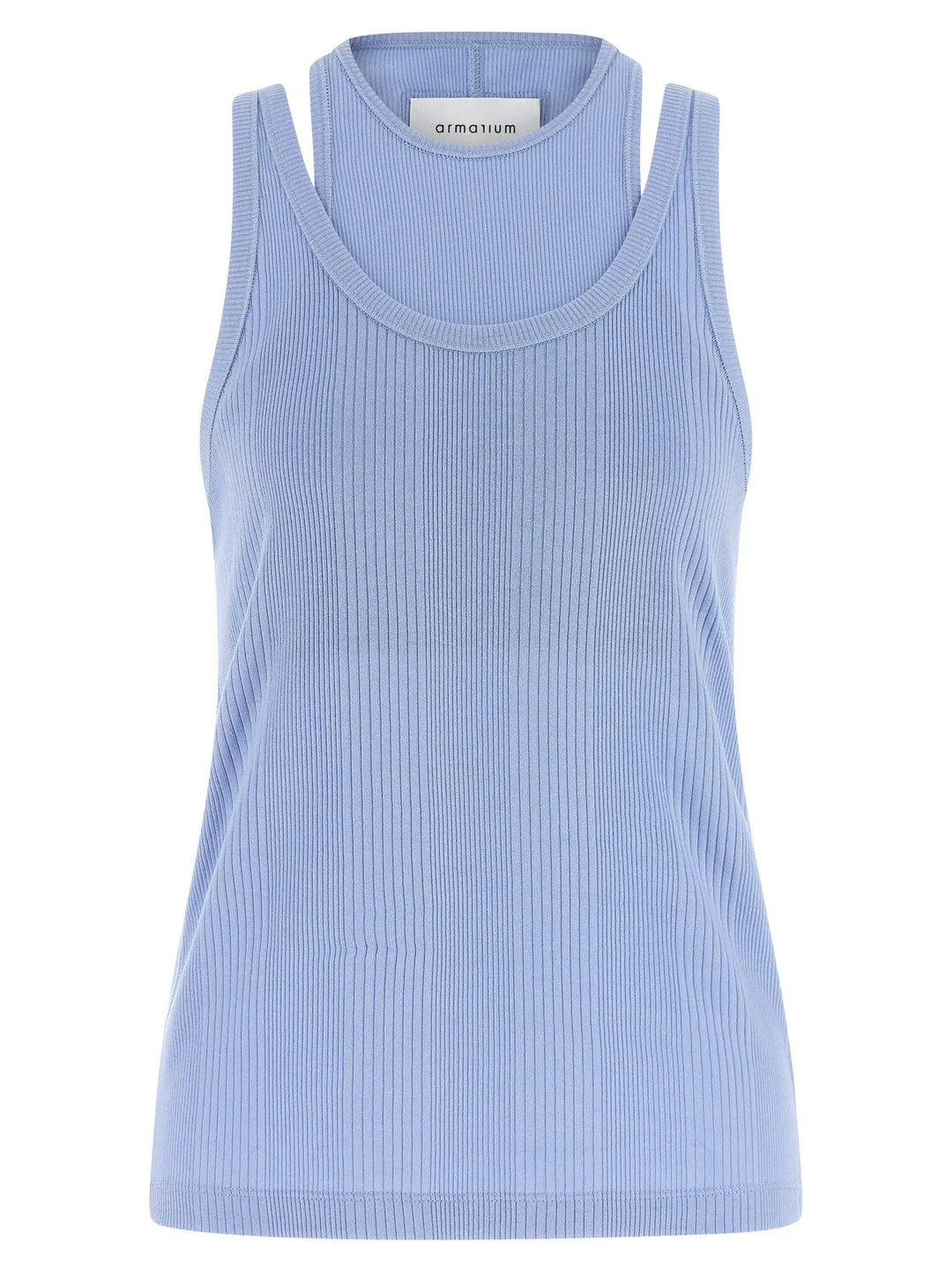 Armarium Blue Cotton Sleeveles T-Shirt