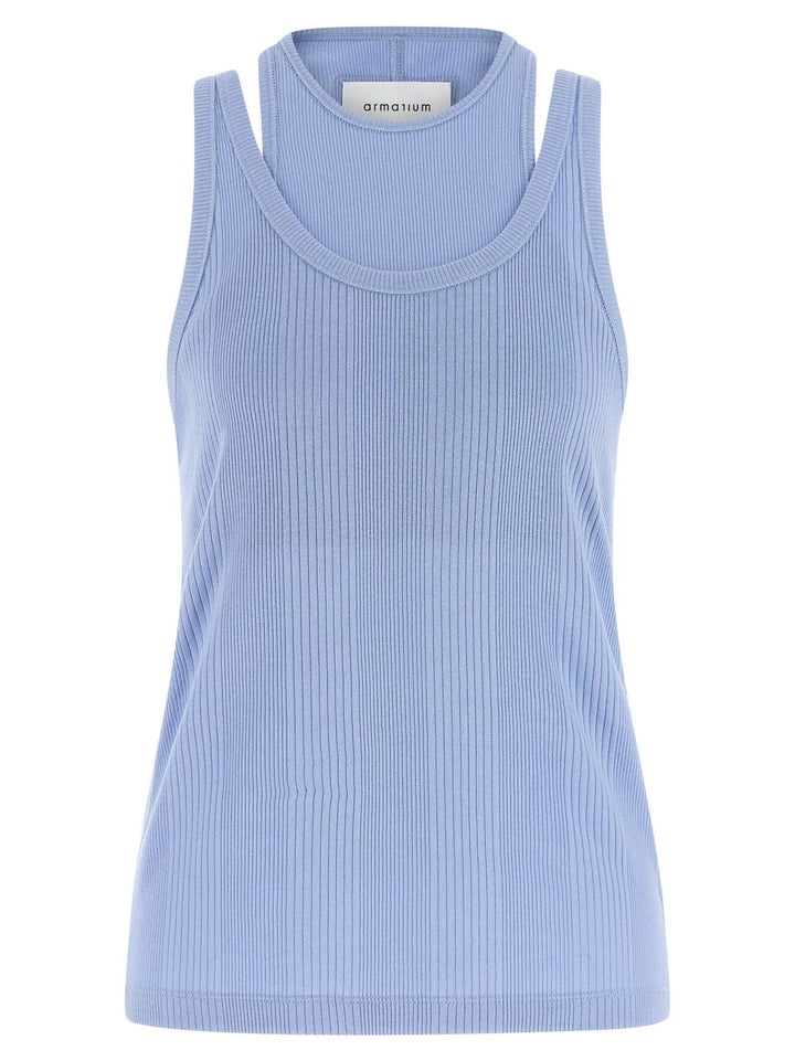 Armarium Blue Cotton Sleeveles T-Shirt