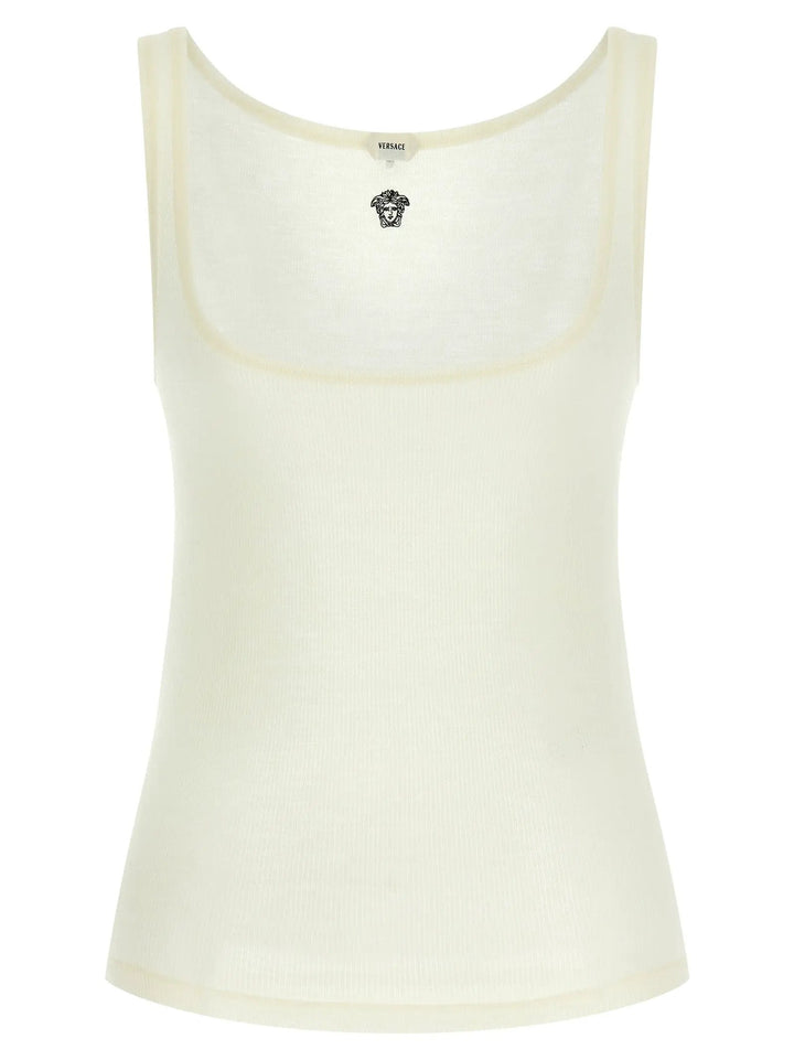 Versace White Virgin Wool Sleeveles T-Shirt