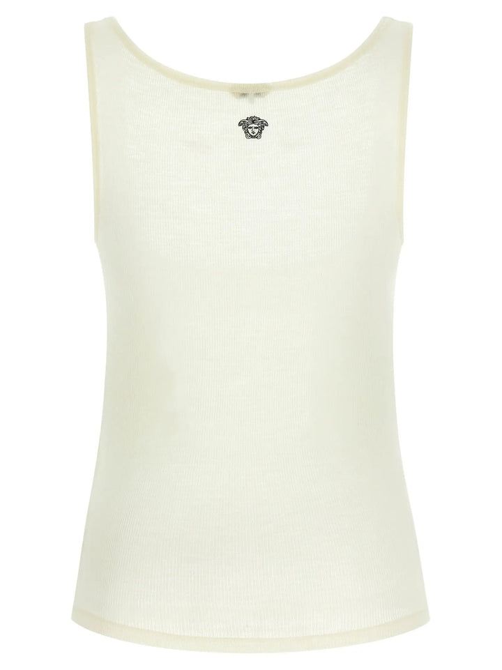 Versace White Virgin Wool Sleeveles T-Shirt