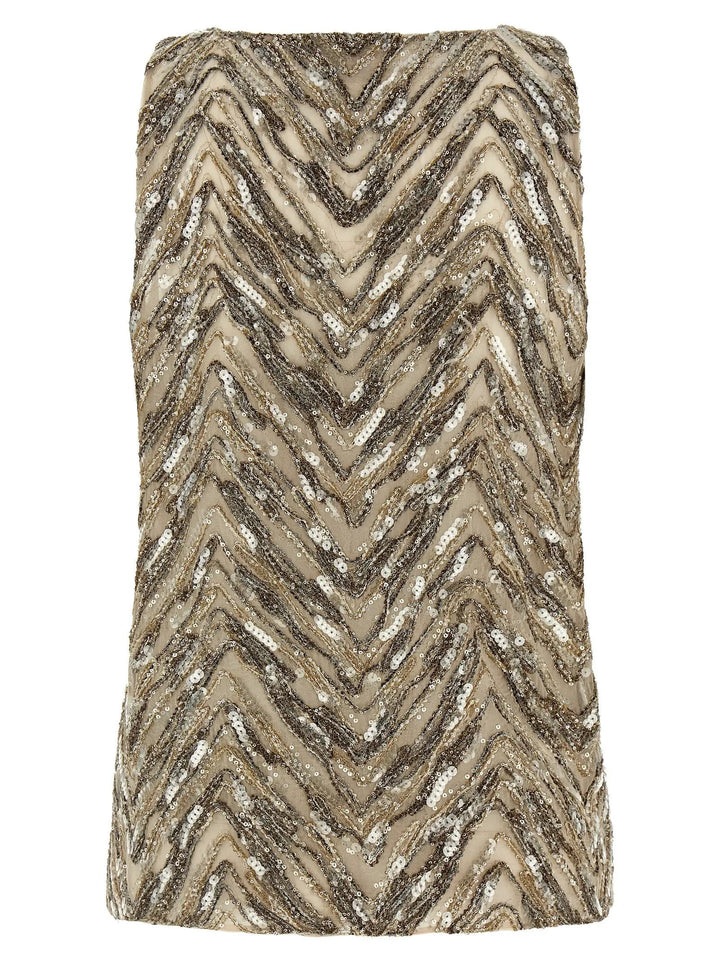 Brunello Cucinelli Beige Silk Tank Tops