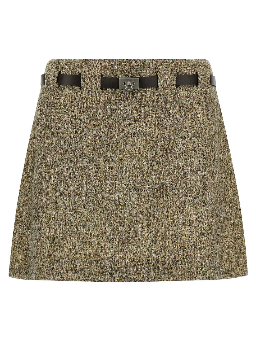Ferragamo Multicolor Linen Long Skirt