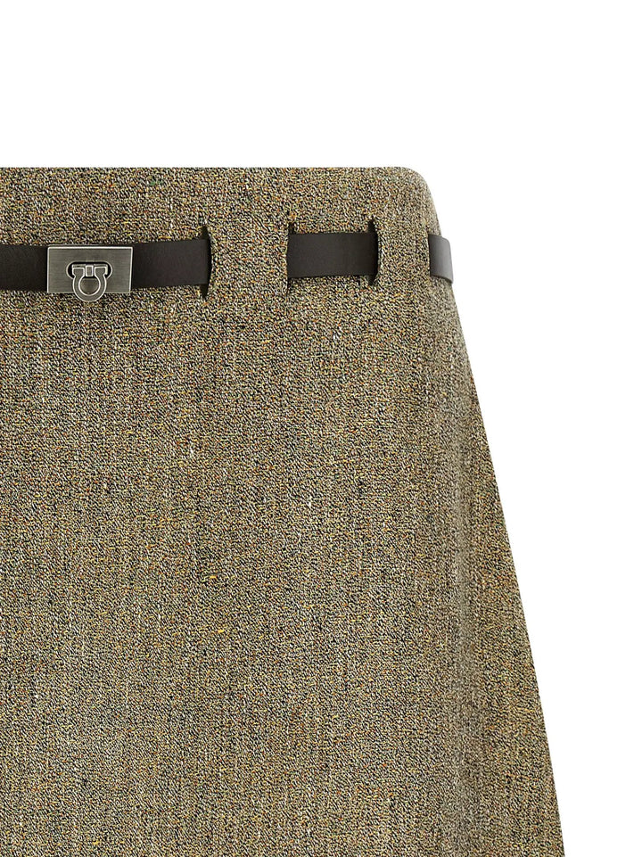 Ferragamo Multicolor Linen Long Skirt