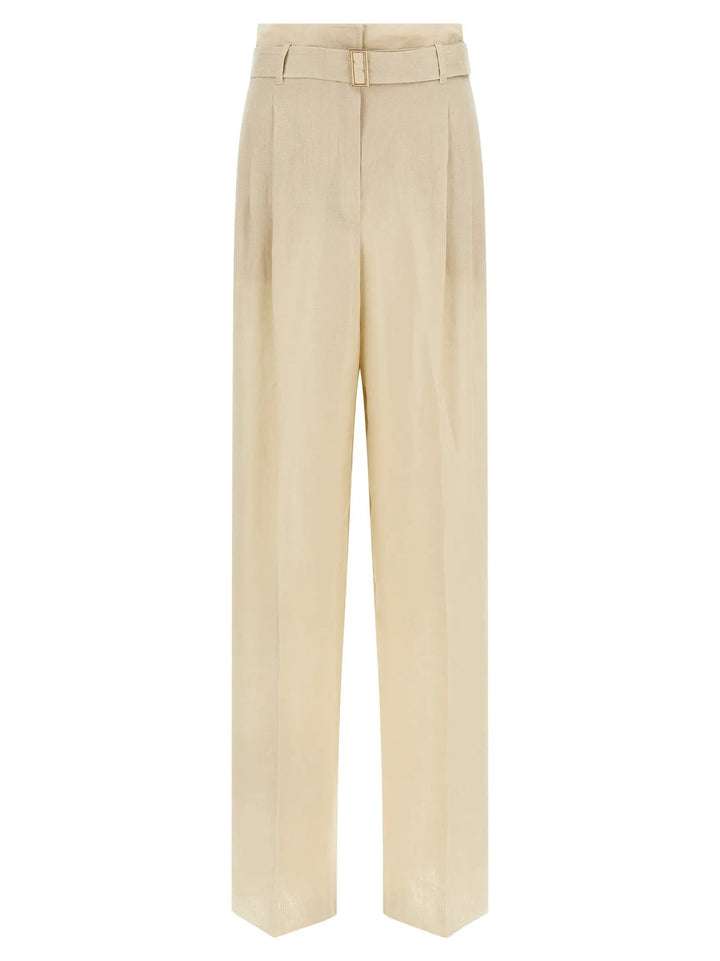 Max Mara Beige Linen Casual Pants