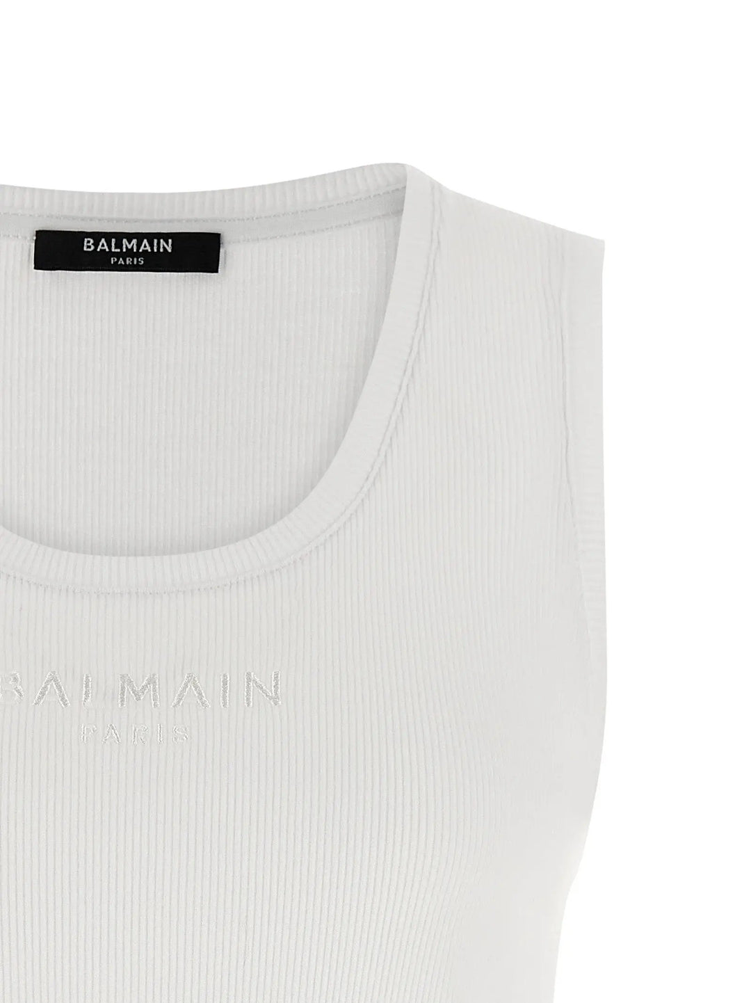 Balmain White Cotton Tank Tops