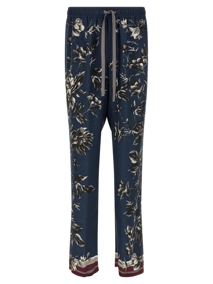 Dolce &amp; Gabbana Blue Silk Casual Pants